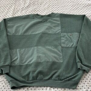 Vintage Jean Michaud sweatshirt,lite green, cotton blend,patches/textures,size L